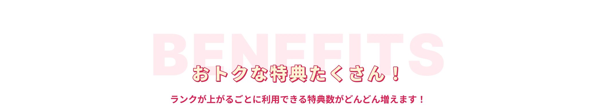 おトクな特典たくさん！ ランクが上がるごとに利用できる特典数がどんどん増えます！